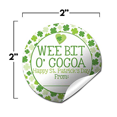 Wee Bit O' Cocoa Shamrock Themed Happy St. Patrick's Day Hot Cocoa Bomb Packaging Sticker Labels