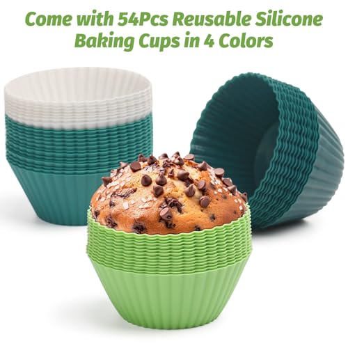 54 Pack Silicone Muffin Cups (54 Count)