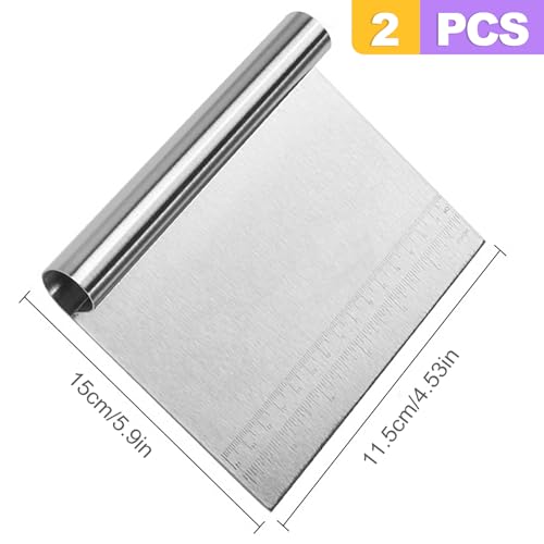 2 Pack Stainless Steel Dough Cutter Scraper Set (2 Count)