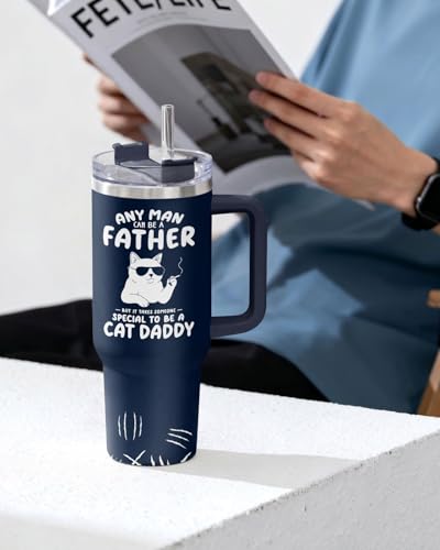 Cat Dad Club Funny 40 oz Tumbler with Handle