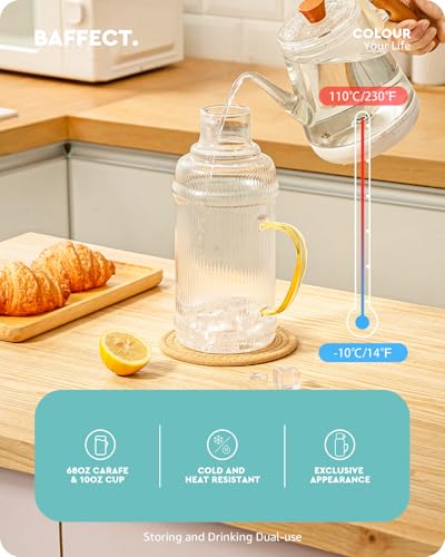 Water Pitcher Glass Jug With Lid and Spout