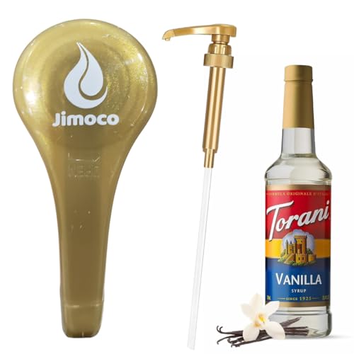 Jimoco® Syrup Pump Dispenser + Torani® Vanilla Syrup (25.4 Fl Oz)