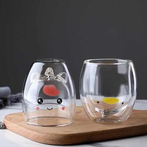 Duck Mug Cute Mugs Glass Double Wall Insulated Glass Espresso Cup