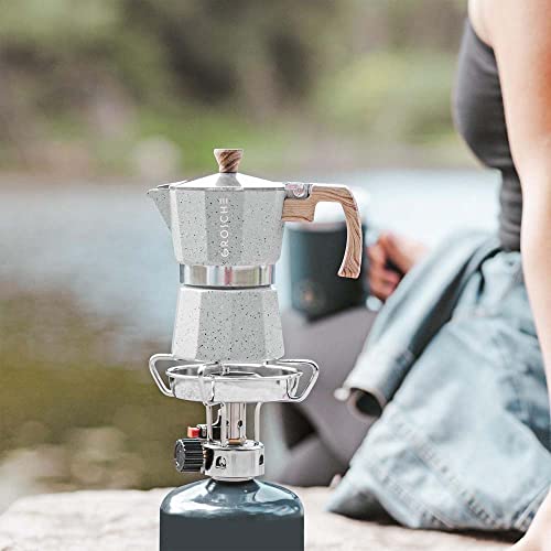 Milano Stovetop Espresso Maker Moka Pot 9 espresso Cup 15.2 oz Grey