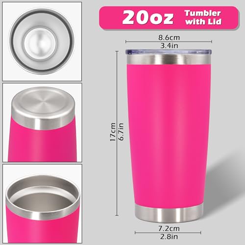 20oz Tumbler with Lid Stainless Steel Tumblers Insulated Mug Hot Pink 6P (6 Count)