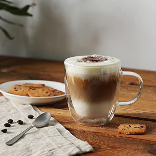 Double Wall Glass Coffee Mugs 12 oz (2 Count)