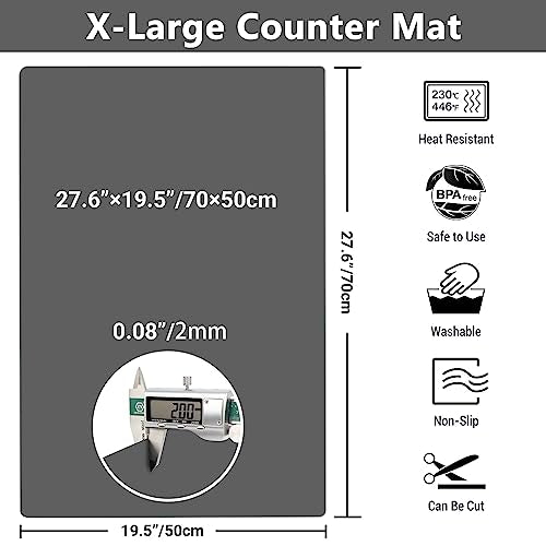 27.6x19.5in 2mm Silicone Mats for Kitchen Counter