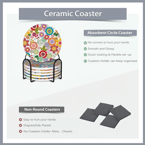 6 Pcs Coasters for Drinks with Holder