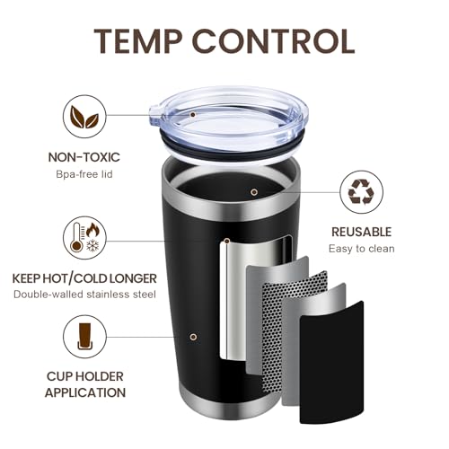 20oz Tumbler 4 Pack Double Wall Vacuum Insulated Travel Mug Bulk (4 Count)
