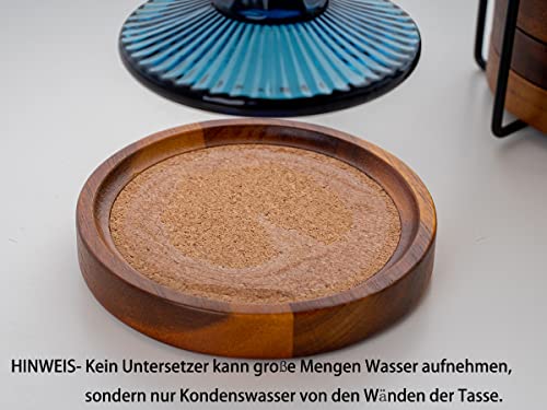 Acacia Wood Cork Coasters with Holder (6 Count)