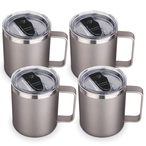 14oz Insulated Stainless Steel Coffee Mug with Lid Bulk 4 Pack (4 Count)