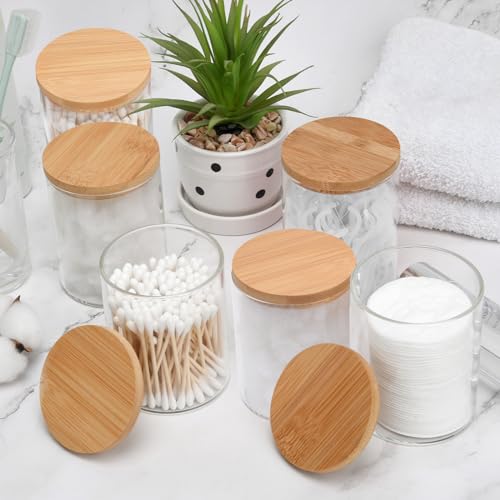 6 Pack Glass Qtip Holder Dispenser for Cotton Ball (8 Count)