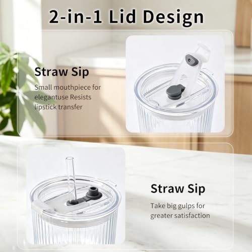 20oz Iced Coffee Cups with Lids and Straws (4 Count)