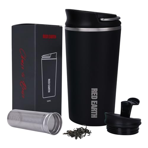 17oz Travel Mug with Infuser and Two Lids. Vacuum Insulated 316 Stainless Steel Coffee Mug. Dishwasher Safe Mug with Tea Strainer for Hot and Cold Brew Coffee or Tea
