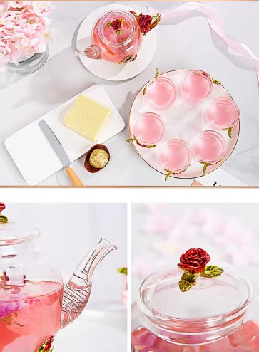xixi home Red rose tea set suit、teapot heat
