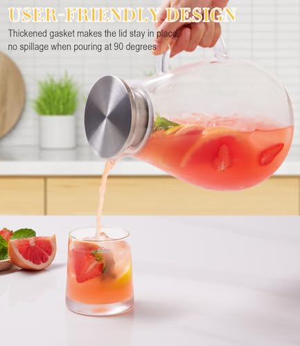 86oz Borosilicate Glass Pitcher with Lid and Handle