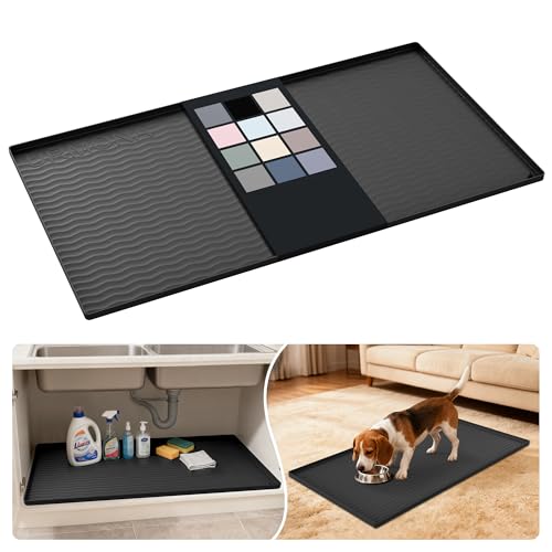 Waterproof Silicone Under Sink Mat 40'' x 22'' Shelf Liner for Kitchen and Bathroom