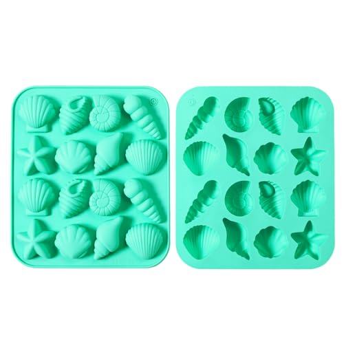 2 Pack Horse Green Seashell Silicone Molds for Chocolate Candy Baking Decorations (2 Count)