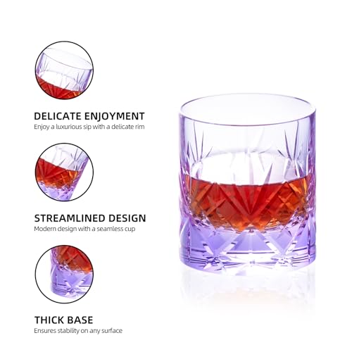 Crystal Whiskey Glasses Set of 2 Hand Blown Old Fashioned Glasses