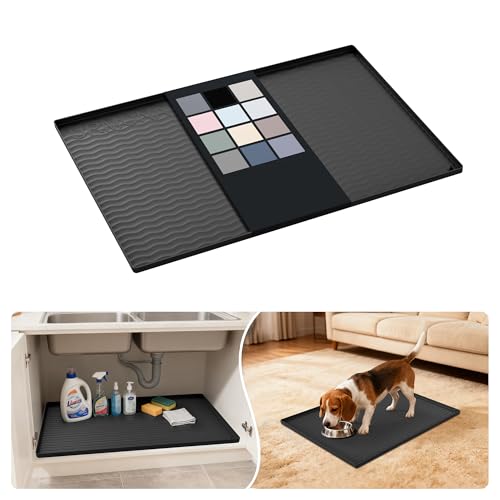 Waterproof Silicone Under Sink Mat 28'' x 22'' Shelf Liner for Kitchen and Bathroom