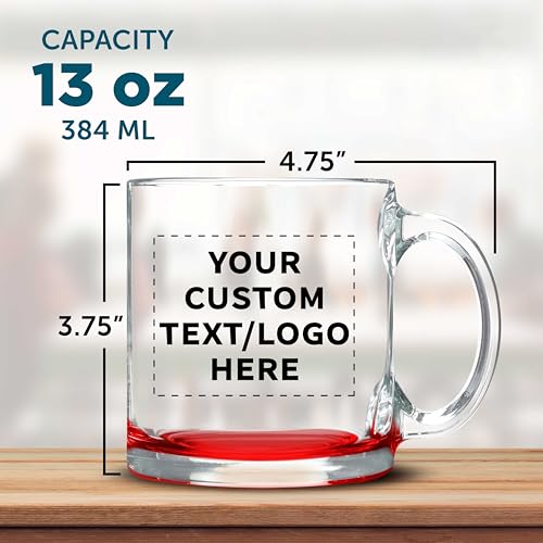 Custom Clear Glass Coffee Mugs 13 oz. Set of 10 (100 Count)