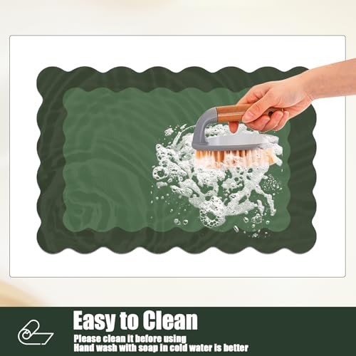 Green Scalloped Coffee Mat for Countertop Coffee Bar Mat Matt