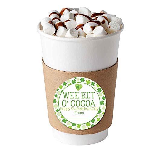 Wee Bit O' Cocoa Shamrock Themed Happy St. Patrick's Day Hot Cocoa Bomb Packaging Sticker Labels