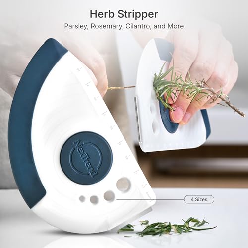 blue 5-in-1 flexible dough and bowl scraper with stainless-steel edge and integrated ruler