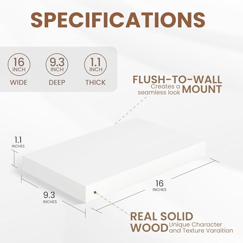 White Floating Shelves for Wall (2 Count)