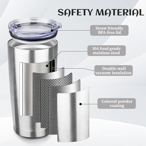 6 Pack 20oz Stainless Steel Travel Coffee Tumbler