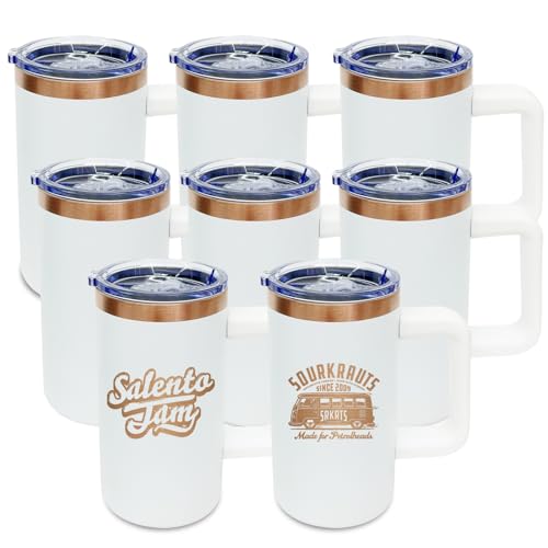 22oz Insulated Coffee Mug Bulk with Handle and Lid White (8 Count)