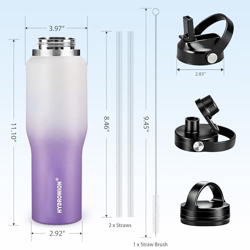 40 oz Insulated Water Bottle with Straw fit in Car Cup Holder