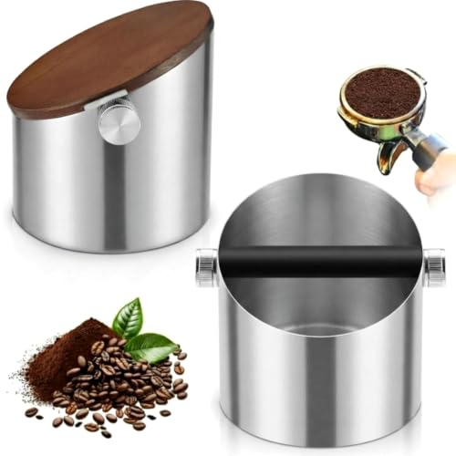 Espresso Knock Box with Walnut Lid for Coffee Grounds