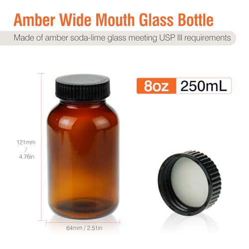24 Pack Amber Glass Wide Mouth Packer Bottle (24 Count)