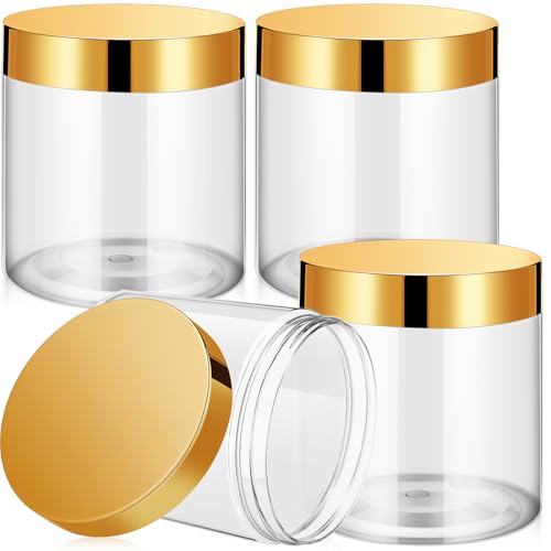 4 Pcs Plastic Jars Wide Mouth with Lids (4 Count)
