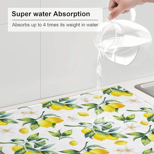Tropical Lemon Leaves Dish Drying Mat