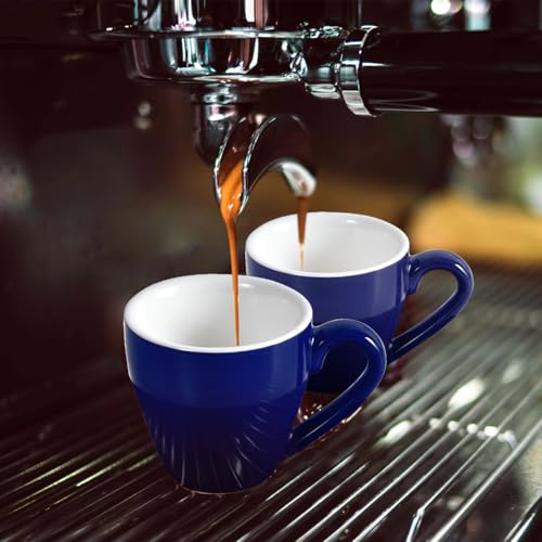 Porcelain Espresso Shot Cup Set with Saucers and Stainless Steel Spoons (4 Count)