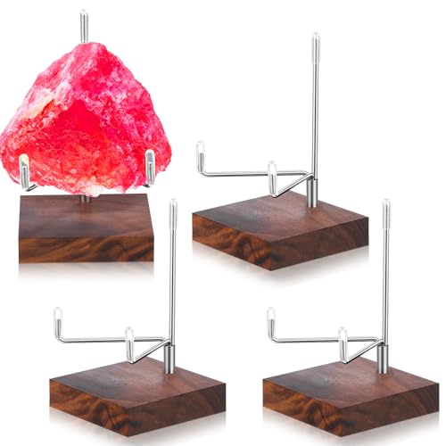 4 Pcs Rock Display Stand Wood Base