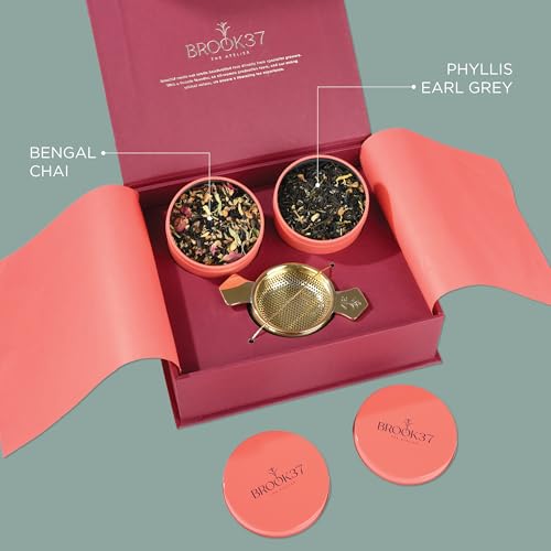 Brook37 Aurum Collection Luxury Loose Leaf Tea Gift Set with Brass Infuser (3 Count)