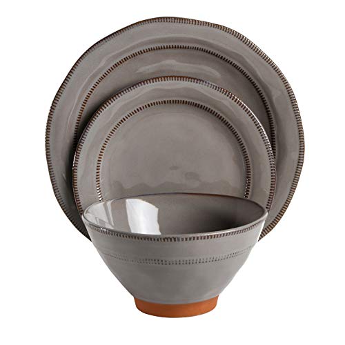 Terranea Round Reactive Glaze Terra Cotta Dinnerware Set