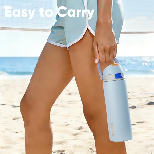 Insulated Water Bottle with Straw Stainless Steel Water Bottle with Push Button Lid