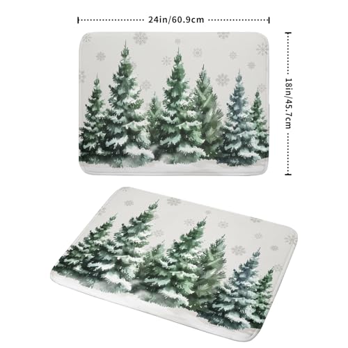 Winter Pine Tree Dish Drying Mat for Kitchen Counter 18x24 Inch Winter Decorative Dishes Mats Winter Absorbent Reversible Kitchen Drainer Pad Christmas Decorations Fast Dry Tableware Dishes Pad