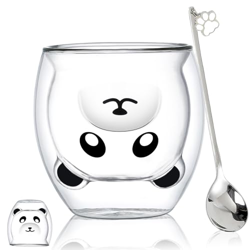 Panda Mug Cute Mugs Glass Double Wall Insulated Glass Espresso Cup