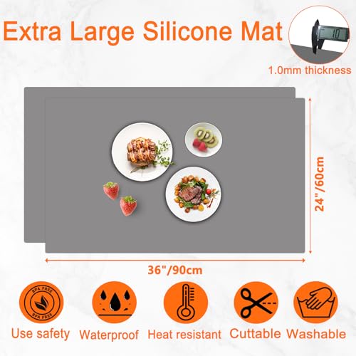 2Pack Large Silicone Mats for Kitchen Counter (2 Count)