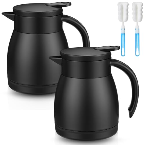 2 Pcs Thermal Coffee Carafe Insulated Stainless Steel Coffee Carafe for Hot Liquid Vacuum Thermal Pot Creamer Pitcher Dispenser with Brushes Keeping Hot Water Milk (2 Count)