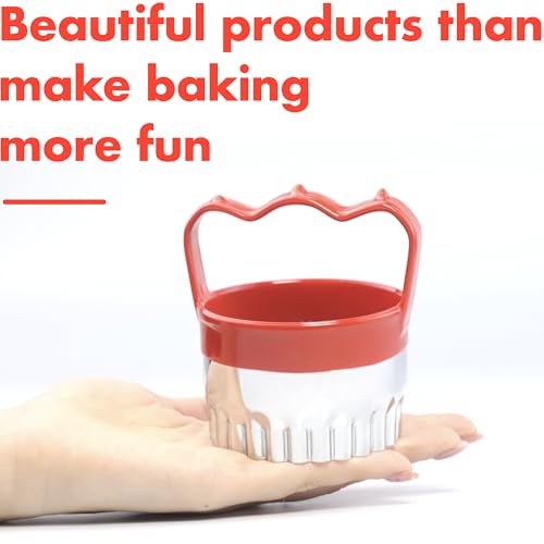 3 Pcs Fluted Round Biscuit Cutters with Handle 3" 3.5" 4" (3 Count)