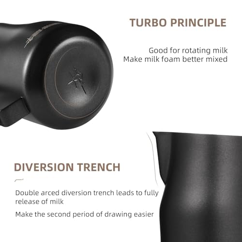 Milk Frothing Pitcher 12oz Milk Frother Cup Espresso Steaming Pitcher Stainless Steel Milk Frother Cup Barista Latte Art Round Spout Milk Jug