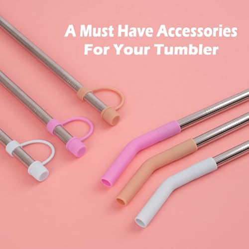 8.6" Stainless Steel Straws with Covers fit Stanley 14 (6 Count)