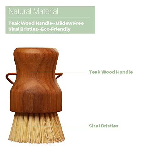 Teak Wood Dish Scrub Brush 3PCS (3 Count)