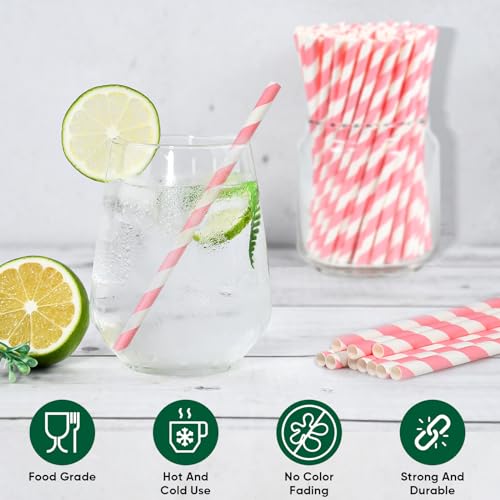 5.75 inch Short Pink Paper Straws 500 Counts